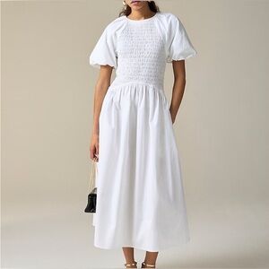 J. Crew White Meadow Dress in Cotton Poplin